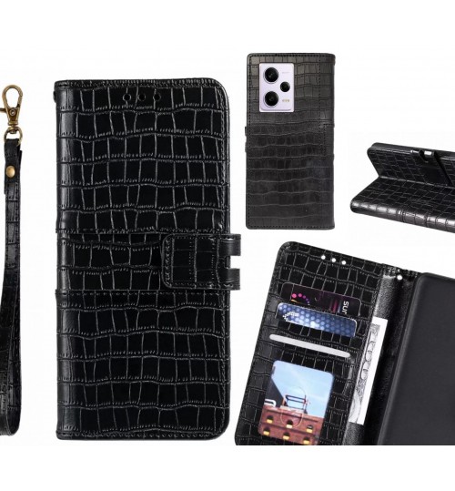 Xiaomi Redmi Note 12 Pro 5g Case Croco Wallet Leather Case - Black