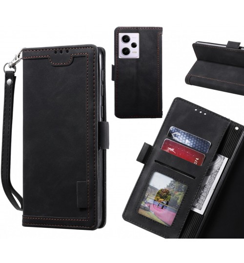 Xiaomi Redmi Note 12 Pro 5g Case Wallet Denim Leather Case Cover - Black