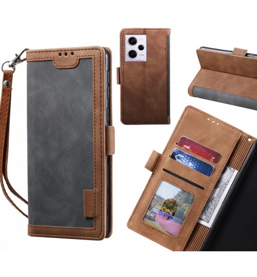 Xiaomi Redmi Note 12 Pro 5g Case Wallet Denim Leather Case Cover - Grey