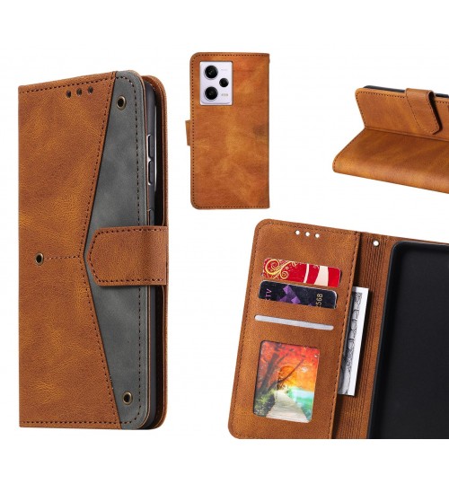 Xiaomi Redmi Note 12 Pro 5g Case Wallet Denim Leather Case Cover - Brown