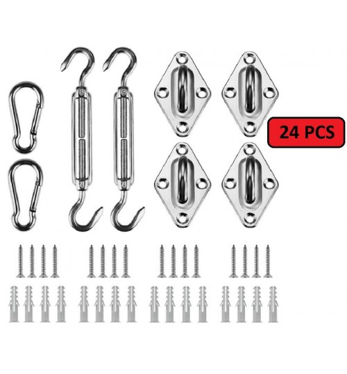 Sun Shade Sail Fittings Kit 24 Pcs