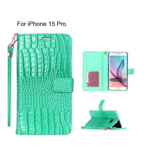 iPhone 15 Pro case Croco wallet Leather case