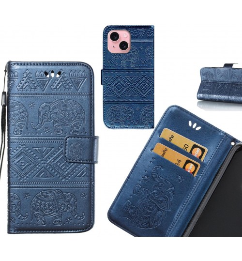 iPhone 15 case Wallet Leather case Embossed Elephant Pattern