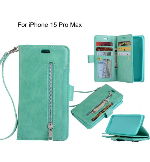 iPhone 15 Pro Max case 10 cards slots wallet leather case with zip