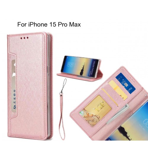 iPhone 15 Pro Max case Silk Texture Leather Wallet case