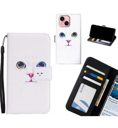 iPhone 15 case 3 card leather wallet case printed ID