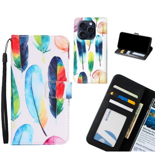 iPhone 15 Pro Max case 3 card leather wallet case printed ID