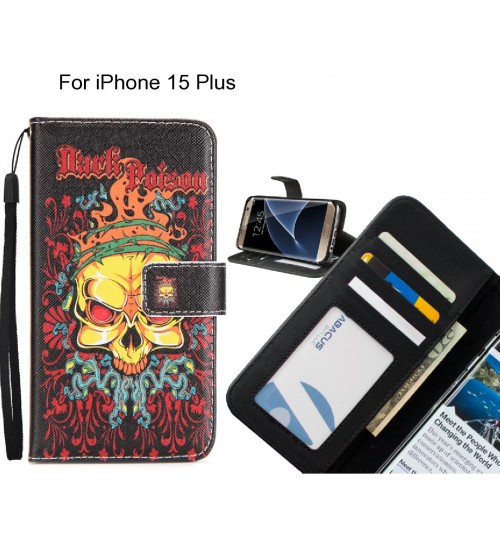 iPhone 15 Plus case 3 card leather wallet case printed ID