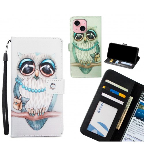 iPhone 15 case 3 card leather wallet case printed ID