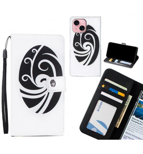 iPhone 15 case 3 card leather wallet case printed ID