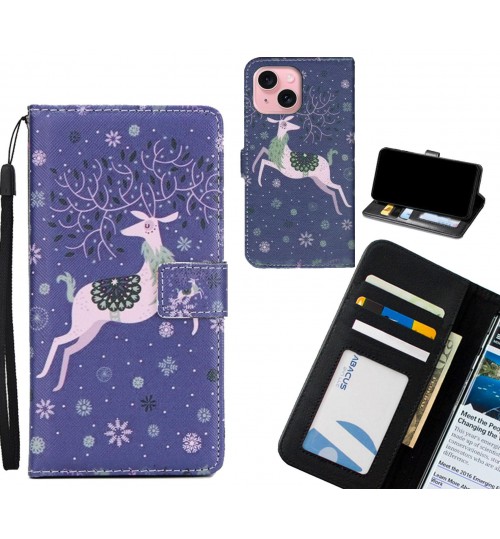 iPhone 15 case 3 card leather wallet case printed ID