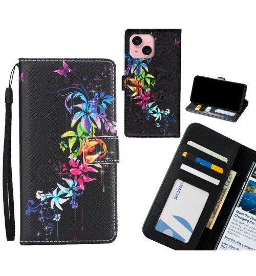 iPhone 15 Plus case 3 card leather wallet case printed ID