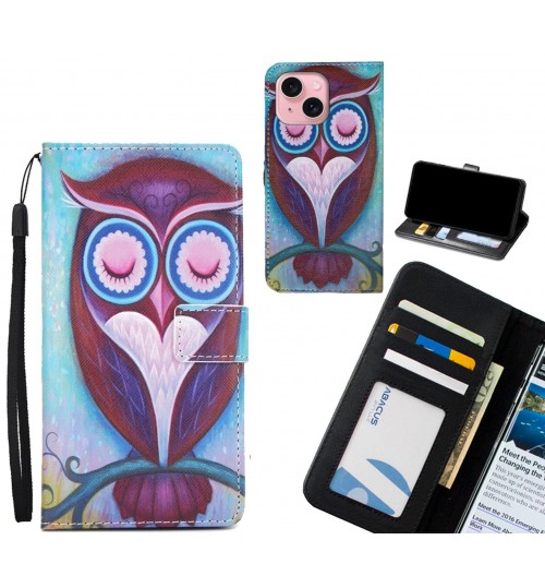 iPhone 15 Plus case 3 card leather wallet case printed ID