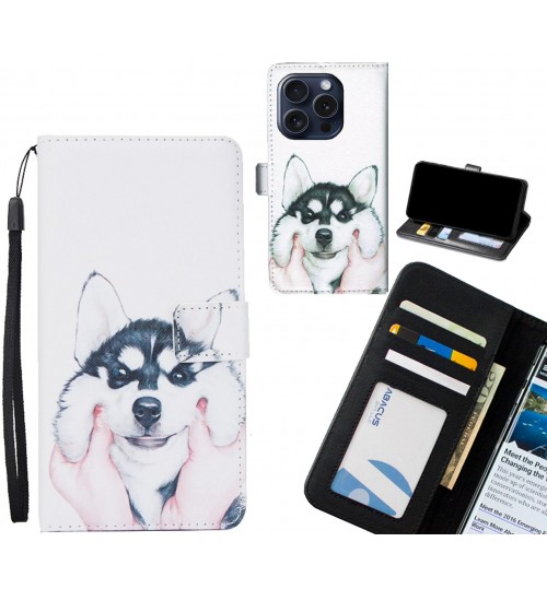 iPhone 15 Pro Max case 3 card leather wallet case printed ID