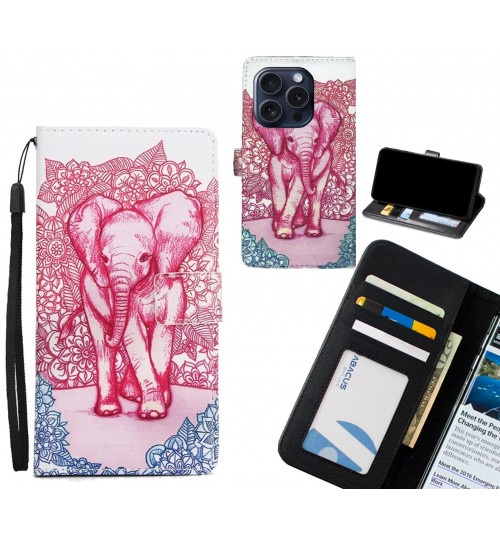 iPhone 15 Pro Max case 3 card leather wallet case printed ID