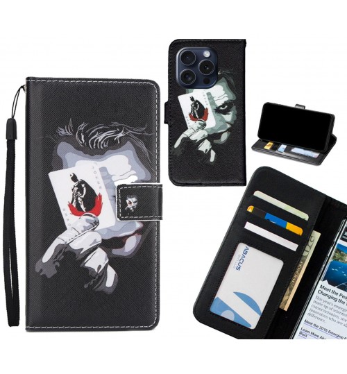 iPhone 15 Pro Max case 3 card leather wallet case printed ID