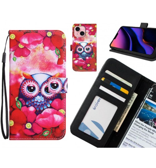 iPhone 15 case 3 card leather wallet case printed ID