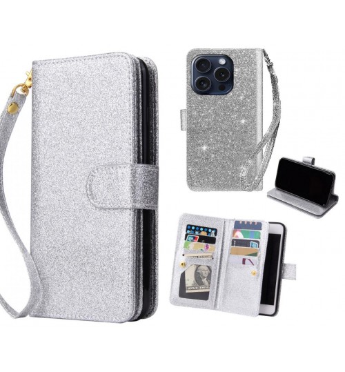 iPhone 15 Pro Case Glaring Multifunction Wallet Leather Case