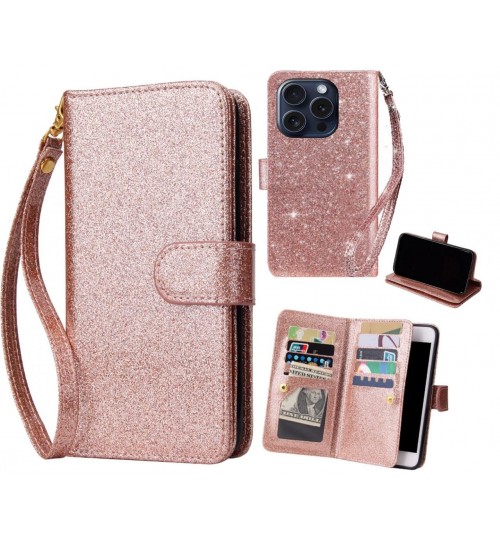 iPhone 15 Pro Max Case Glaring Multifunction Wallet Leather Case