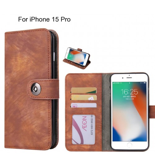 iPhone 15 Pro case retro leather wallet case