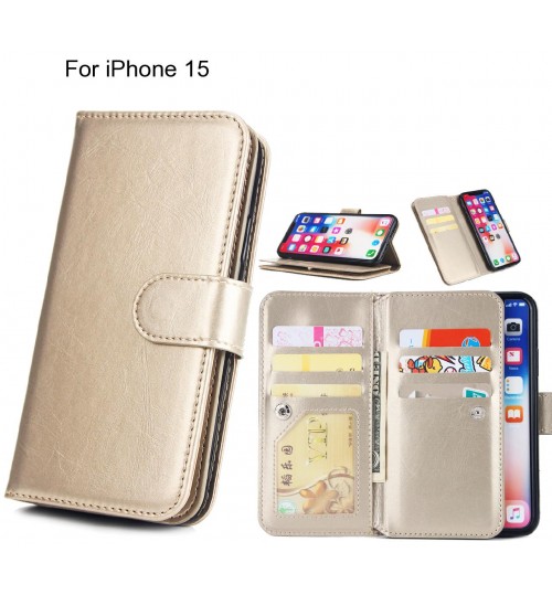 iPhone 15 Case triple wallet leather case 9 card slots