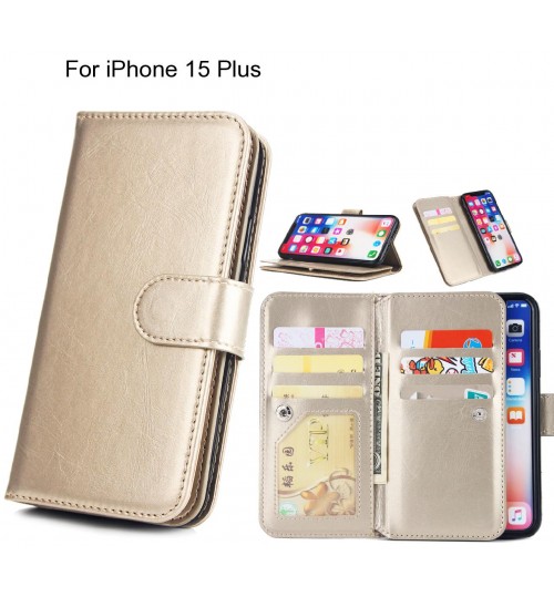 iPhone 15 Plus Case triple wallet leather case 9 card slots