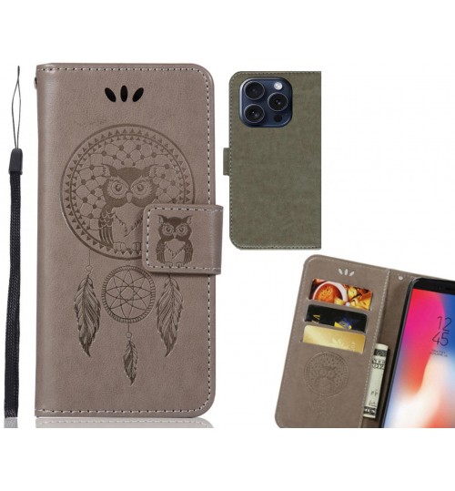 iPhone 15 Pro Max Case Embossed wallet case owl