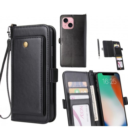 iPhone 15 Plus Case Retro Leather Wallet Case