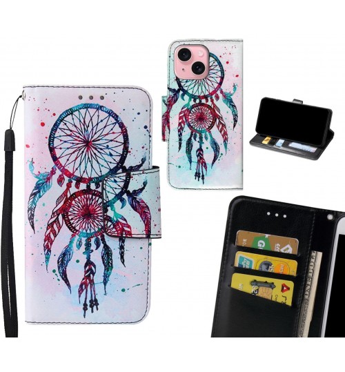 iPhone 15 Case wallet fine leather case printed