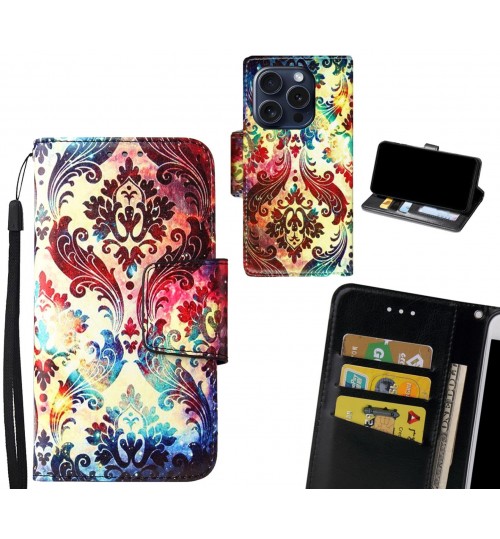 iPhone 15 Pro Case wallet fine leather case printed