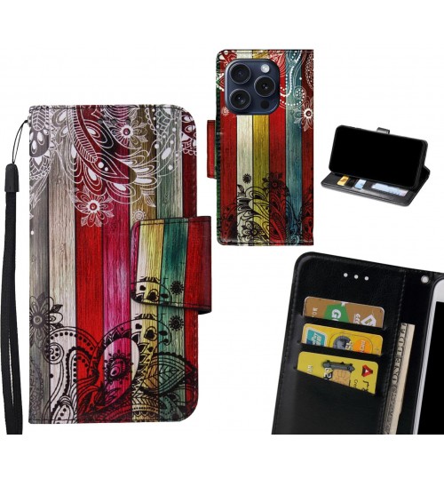 iPhone 15 Pro Case wallet fine leather case printed