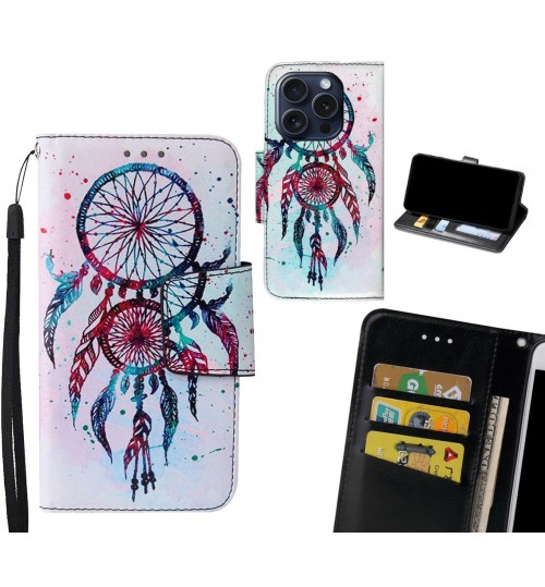 iPhone 15 Pro Case wallet fine leather case printed