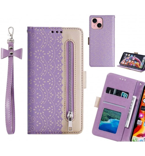 Iphone 15 Case Multifunctional Wallet Case - Purple