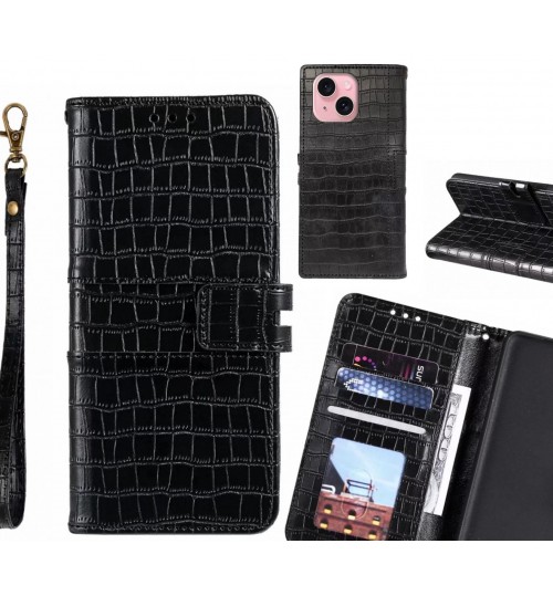 iPhone 15 case croco wallet Leather case