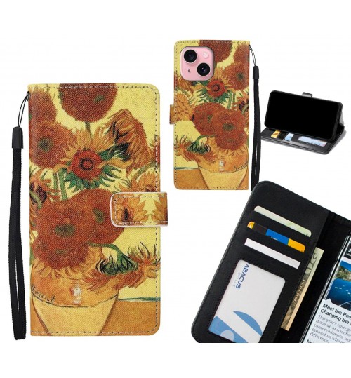 iPhone 15 Plus case leather wallet case van gogh painting
