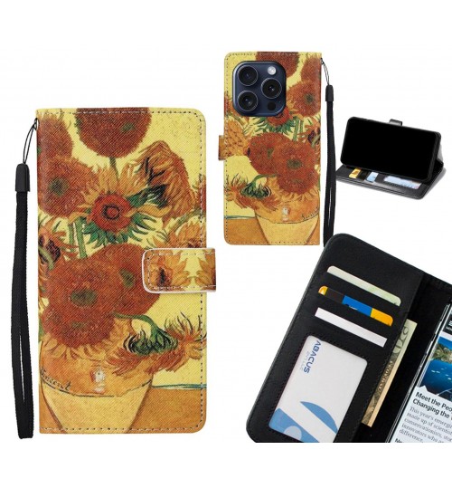 iPhone 15 Pro case leather wallet case van gogh painting