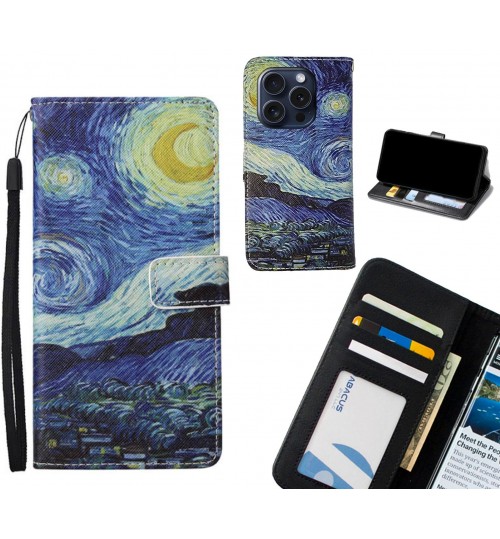 iPhone 15 Pro Max case leather wallet case van gogh painting