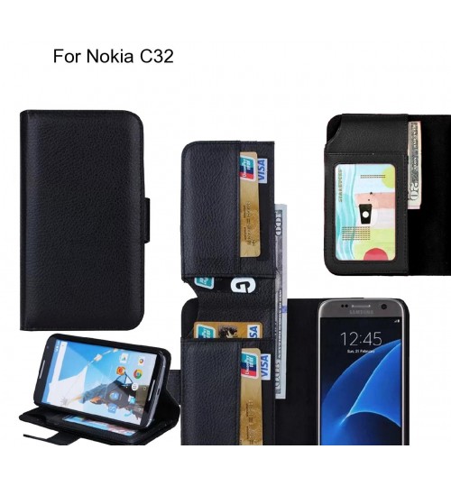 Nokia C32 case Leather Wallet Case Cover