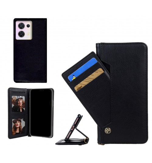 Oppo Reno 8 Case Slim Leather Wallet Case 4 Cards 2 Id Magnet - Black