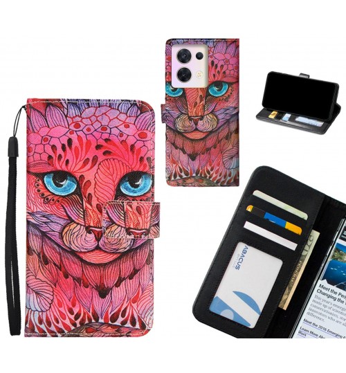 Oppo Reno 8 case 3 card leather wallet case printed ID