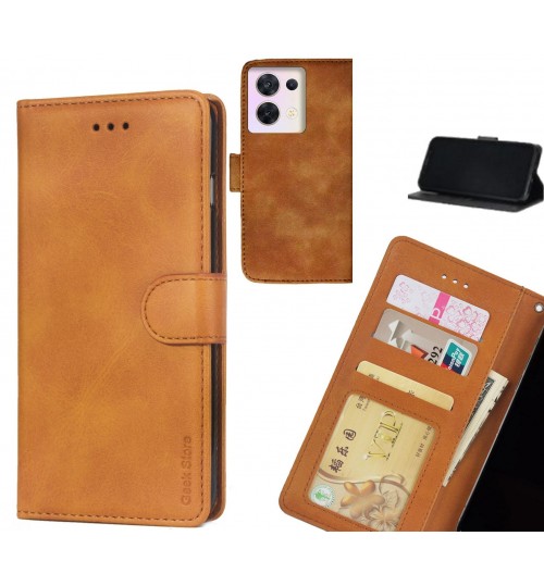 Oppo Reno 8 Case Executive Leather Wallet Case - Light Brown