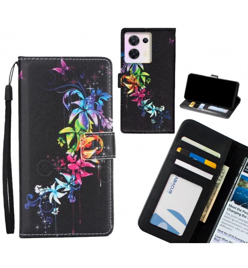 Oppo Reno 8 case 3 card leather wallet case printed ID