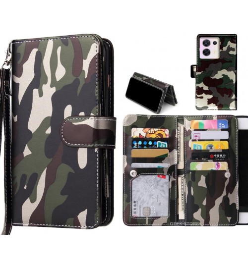 Oppo Reno 8 Case Camouflage Wallet Leather Case - Green