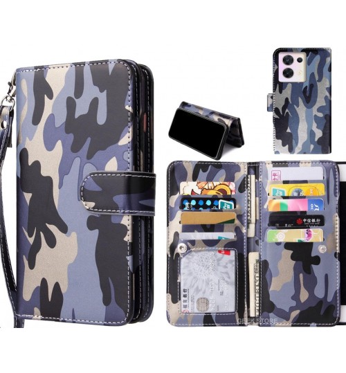 Oppo Reno 8 Case Camouflage Wallet Leather Case - Grey