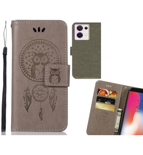 Oppo Reno 8 Case Embossed wallet case owl