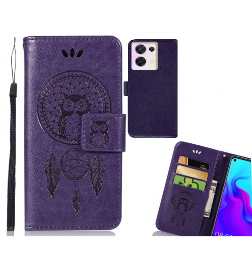 Oppo Reno 8 Case Embossed wallet case owl