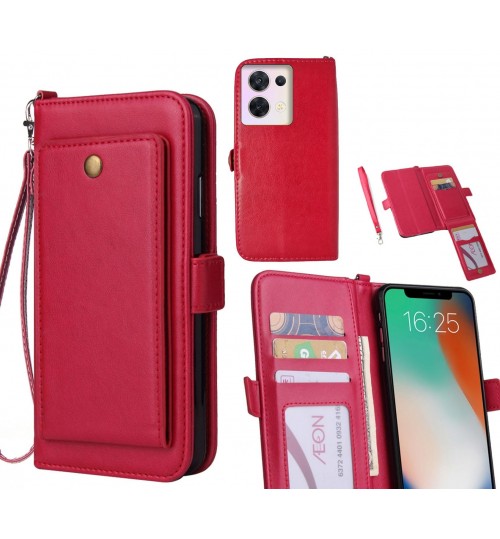 Oppo Reno 8 Case Retro Leather Wallet Case - Hot Pink