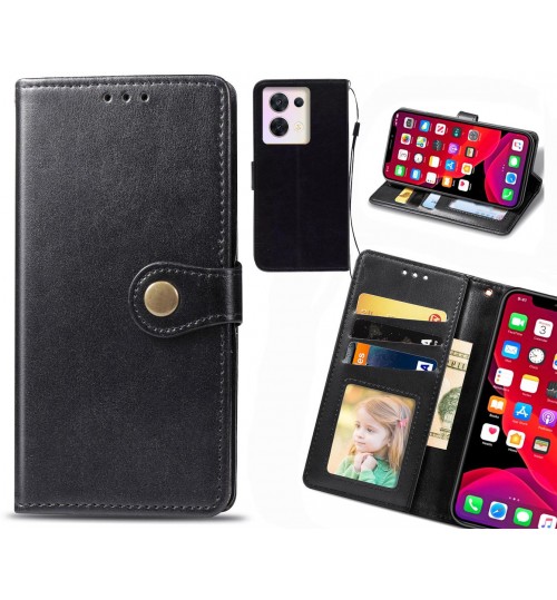 Oppo Reno 8 Case Premium Leather Id Wallet Case - Black