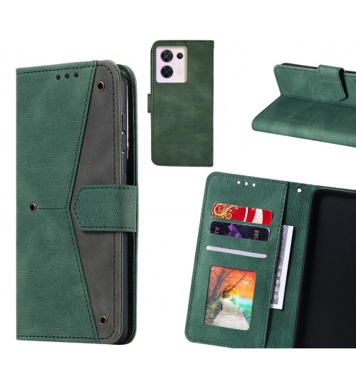 Oppo Reno 8 Case Wallet Denim Leather Case Cover - Green