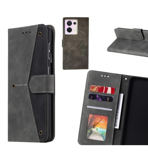 Oppo Reno 8 Case Wallet Denim Leather Case Cover - Black